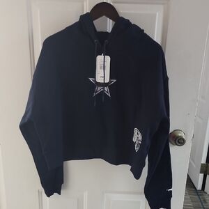 NFL Women's Dark Blue Cropped Hoodie
